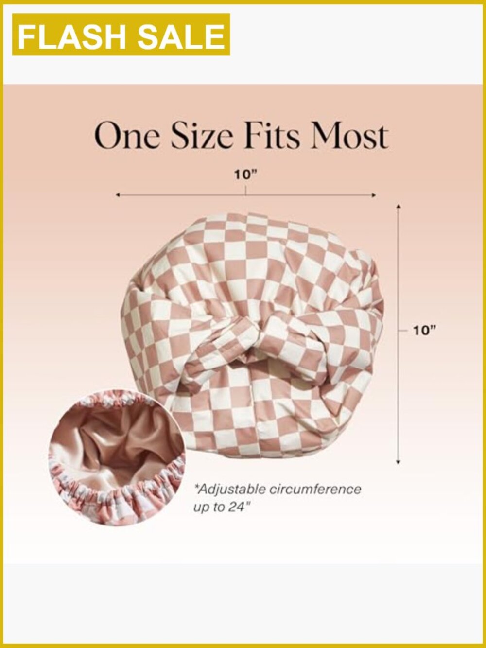 Satin-Lined Adjustable Waterproof Reusable Flexi Shower Cap with Open-Back - Picture 5 of 6
